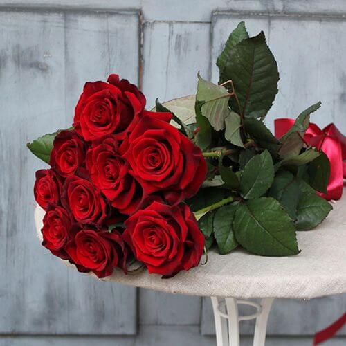 Букет з 9 червоних троянд, Київ - Фото
